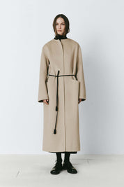 Rue Sophie Grey Mathe Double-Faced Belted Coat