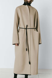 Rue Sophie Grey Mathe Double-Faced Belted Coat