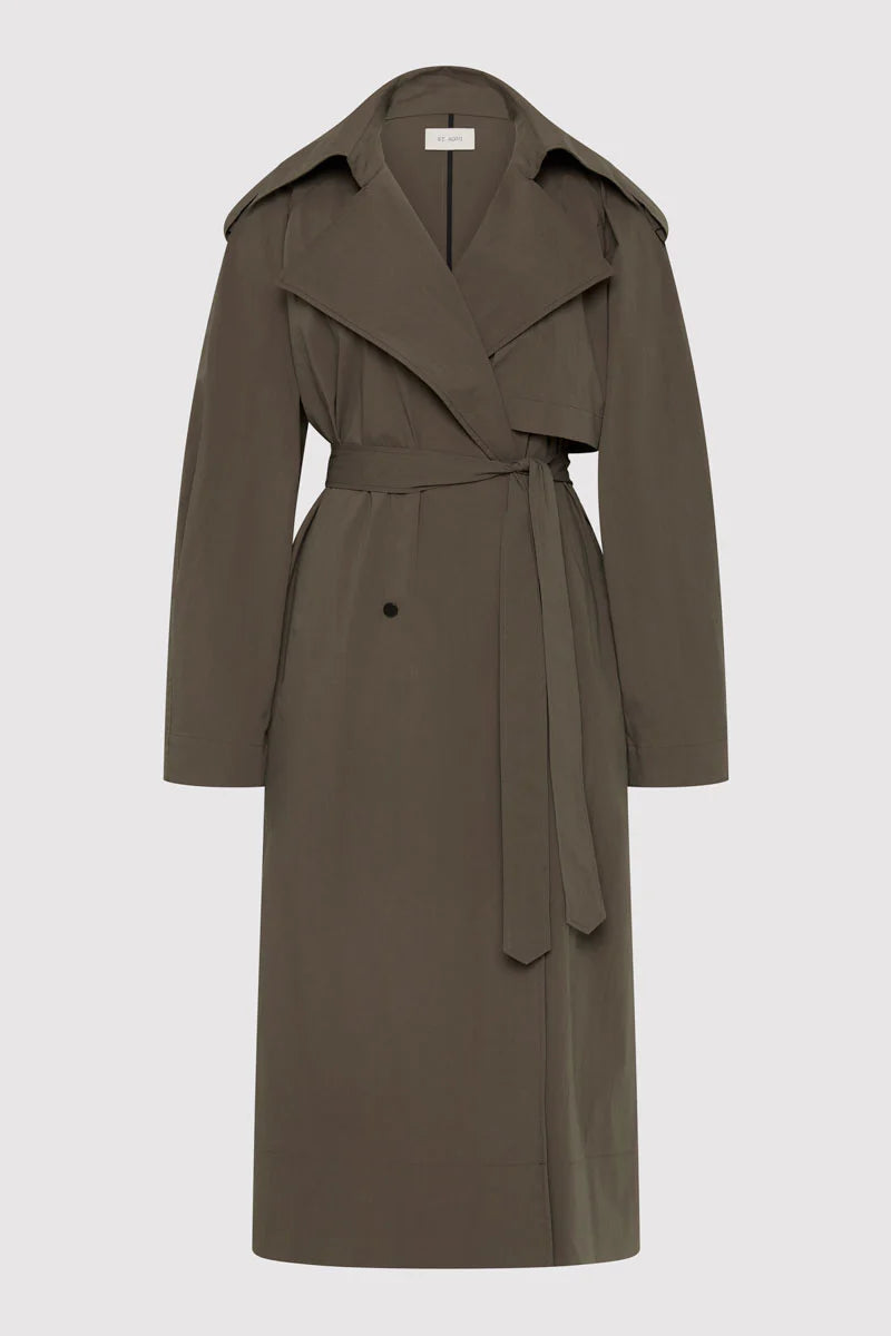St. Agni Khaki Relaxed Cotton Trench