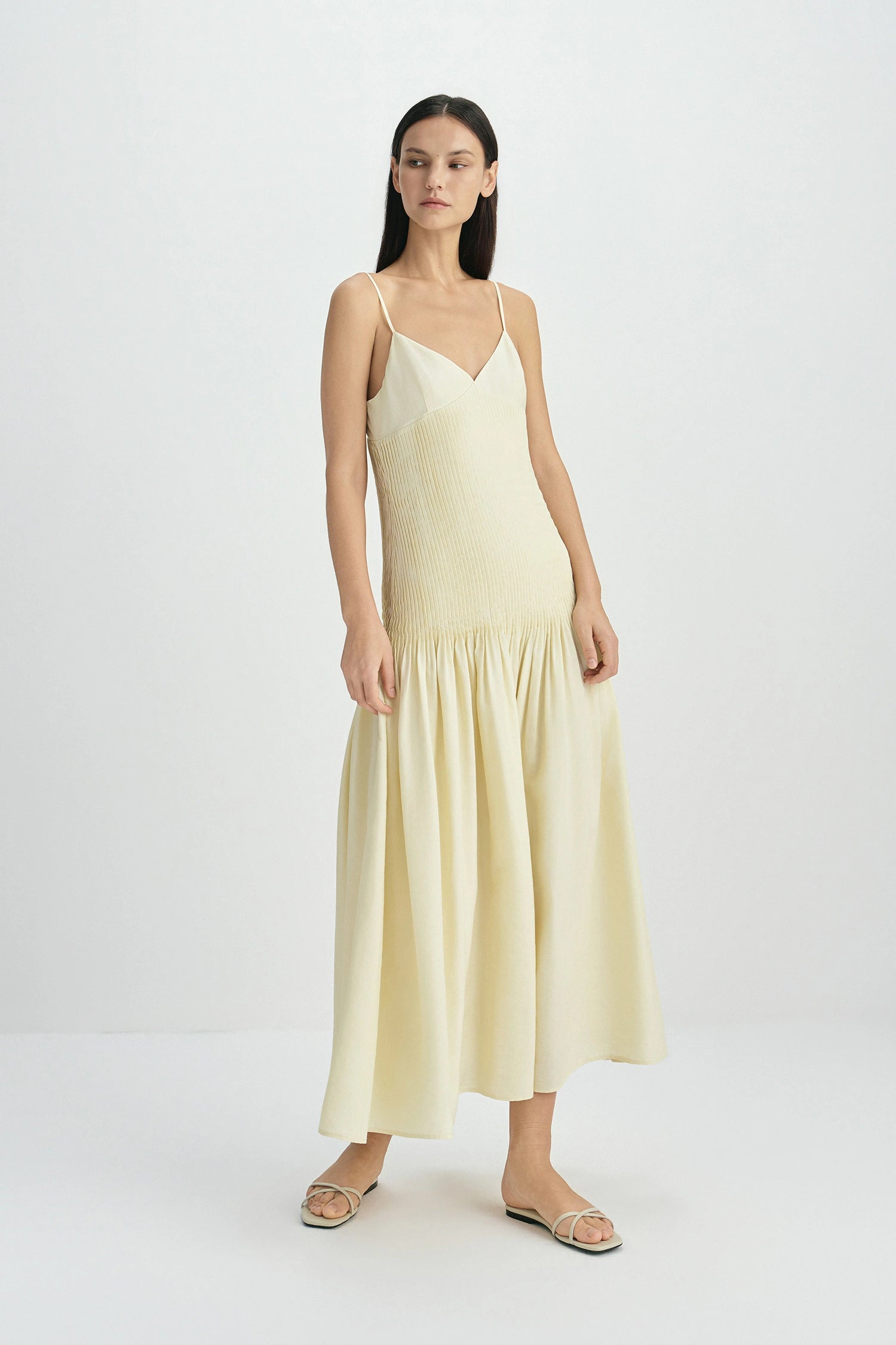 Fleursonne Pintucked Midi Dress