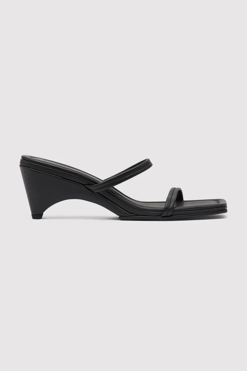 St. Agni Black Double Strap Arc Wedge