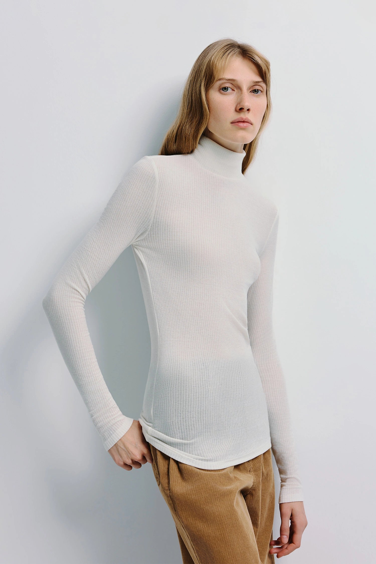 Rue Sophie Halley Ivory Turtleneck Knit Top