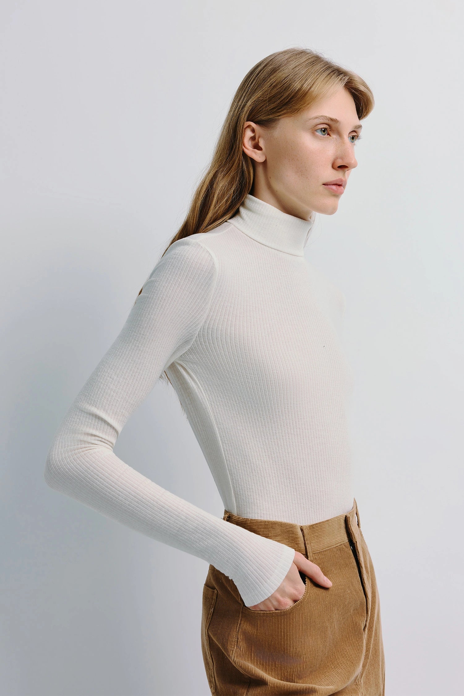 Rue Sophie Halley Ivory Turtleneck Knit Top