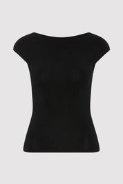 St. Agni Black Sculpted Ballet Knit Top