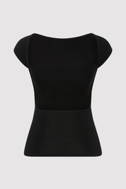 St. Agni Black Sculpted Ballet Knit Top