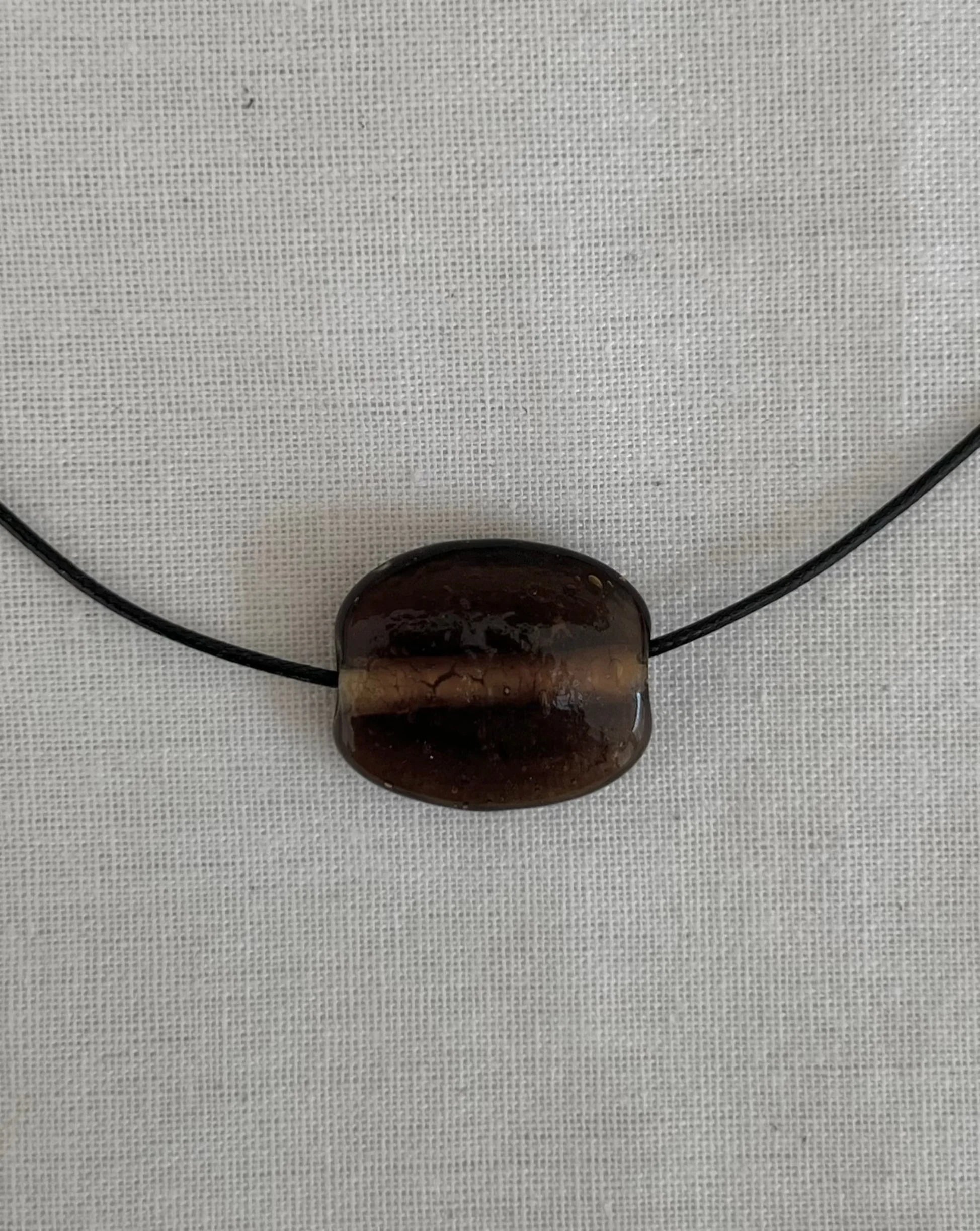 Nuri Studios Small Brown Glass Oval Necklace