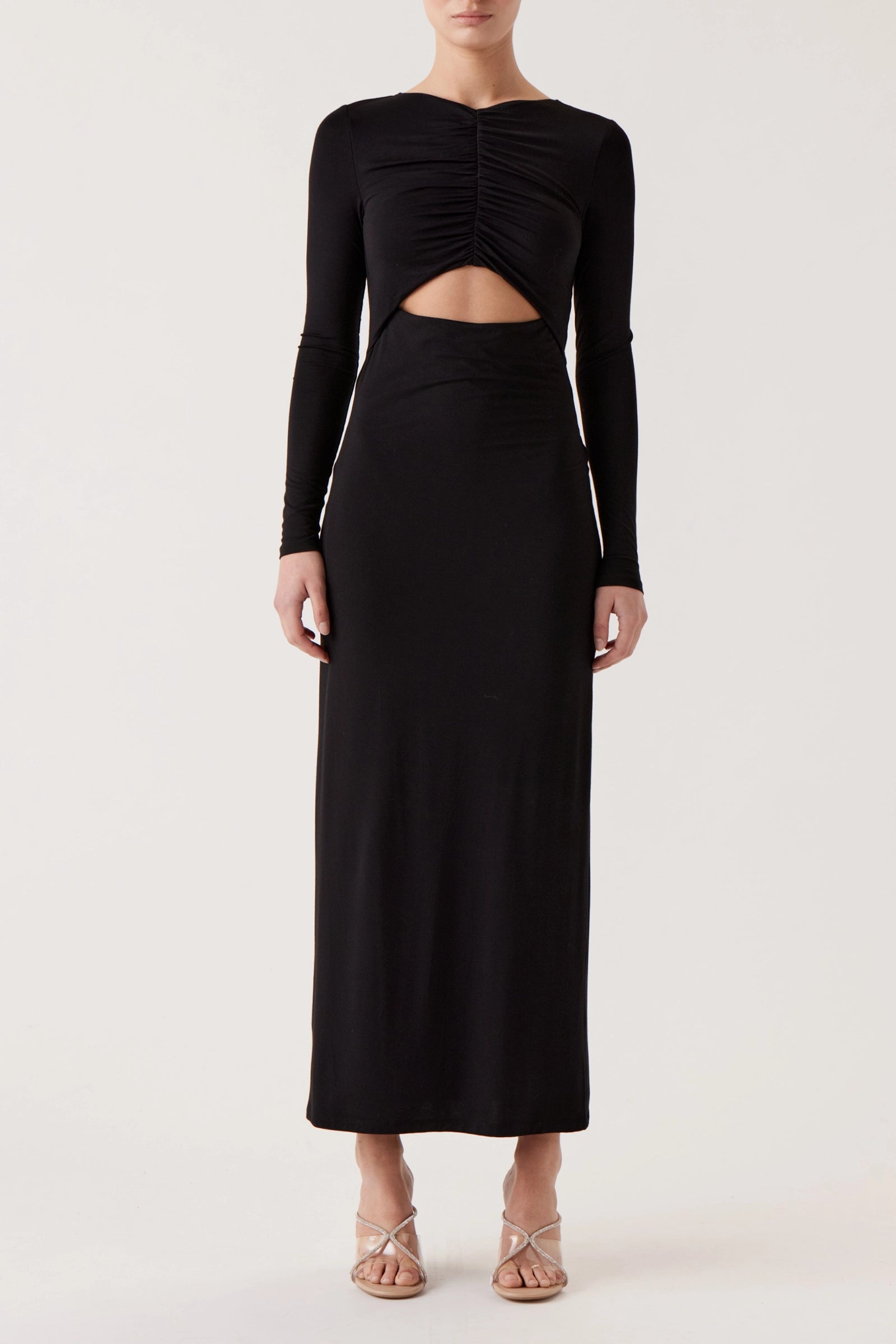 ruched holiday dress Stella Black Ruched Dress – Dear Society