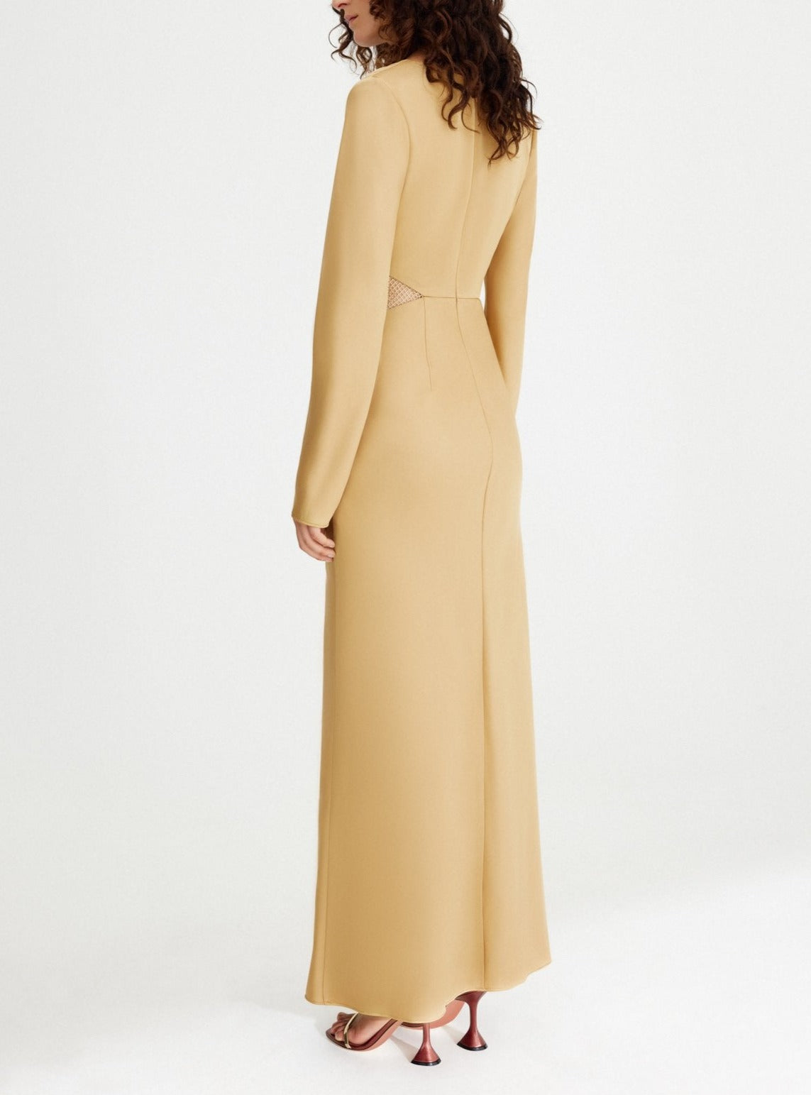 Significant Other Gold Elodie Mesh Cutout Dress