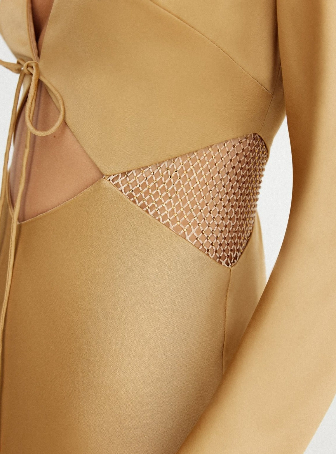 Significant Other Gold Elodie Mesh Cutout Dress