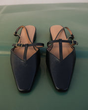 Flattered Black Josefin Lizzard Leather Flats