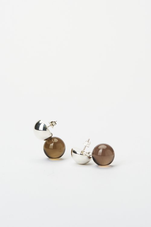 Mussels and Muscles Spheres Earrings - Smoky Quartz