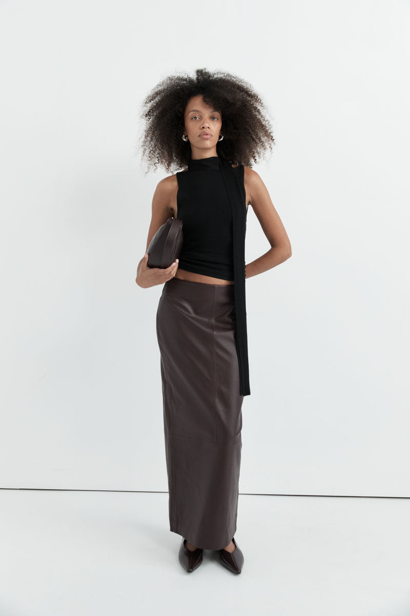 St. Agni Black Knit Scarf Top