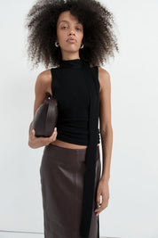 St. Agni Black Knit Scarf Top