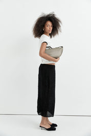 St. Agni Black Feathered Silk Skirt