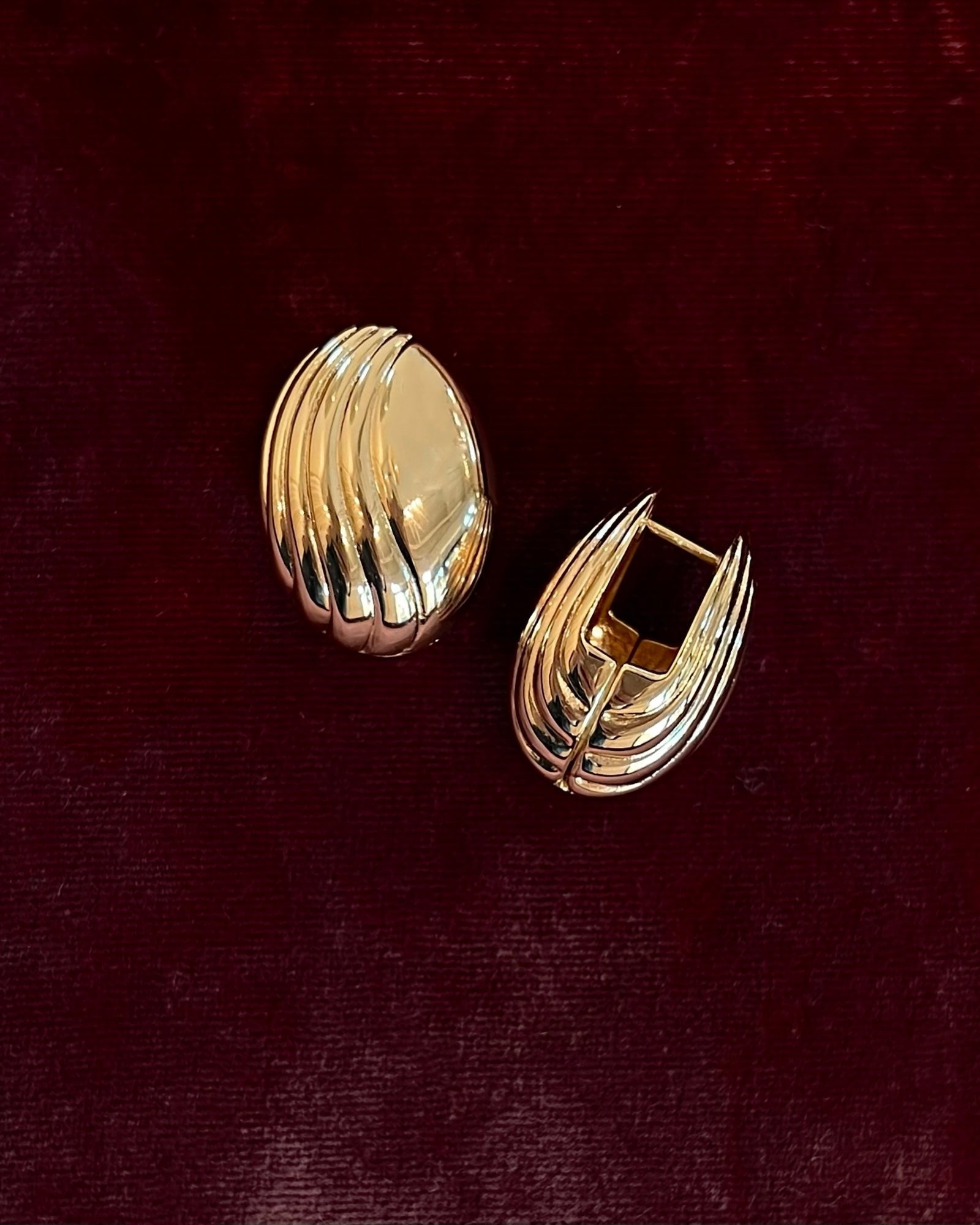 Gold Lena Textured Dome Hoops