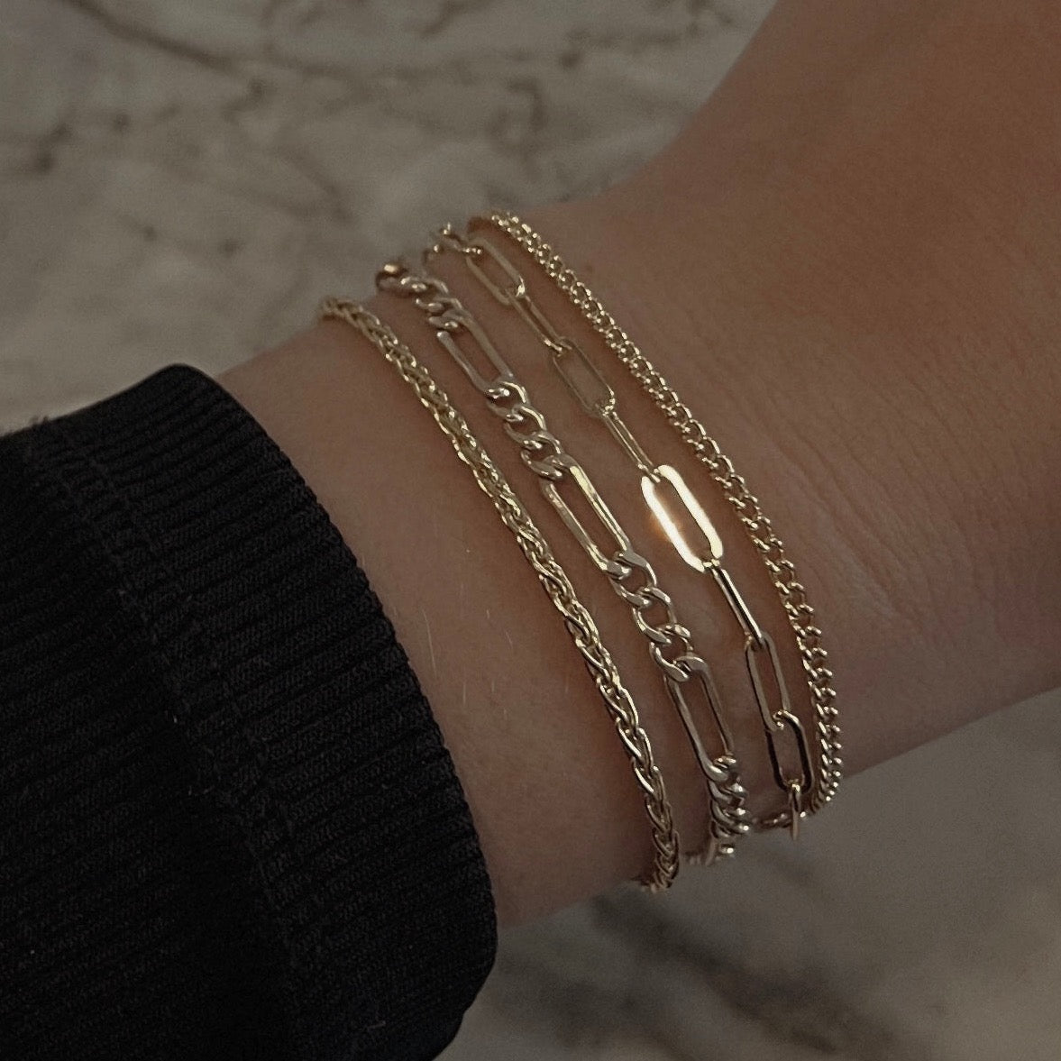 Gold Sasha Figaro Chain Bracelet