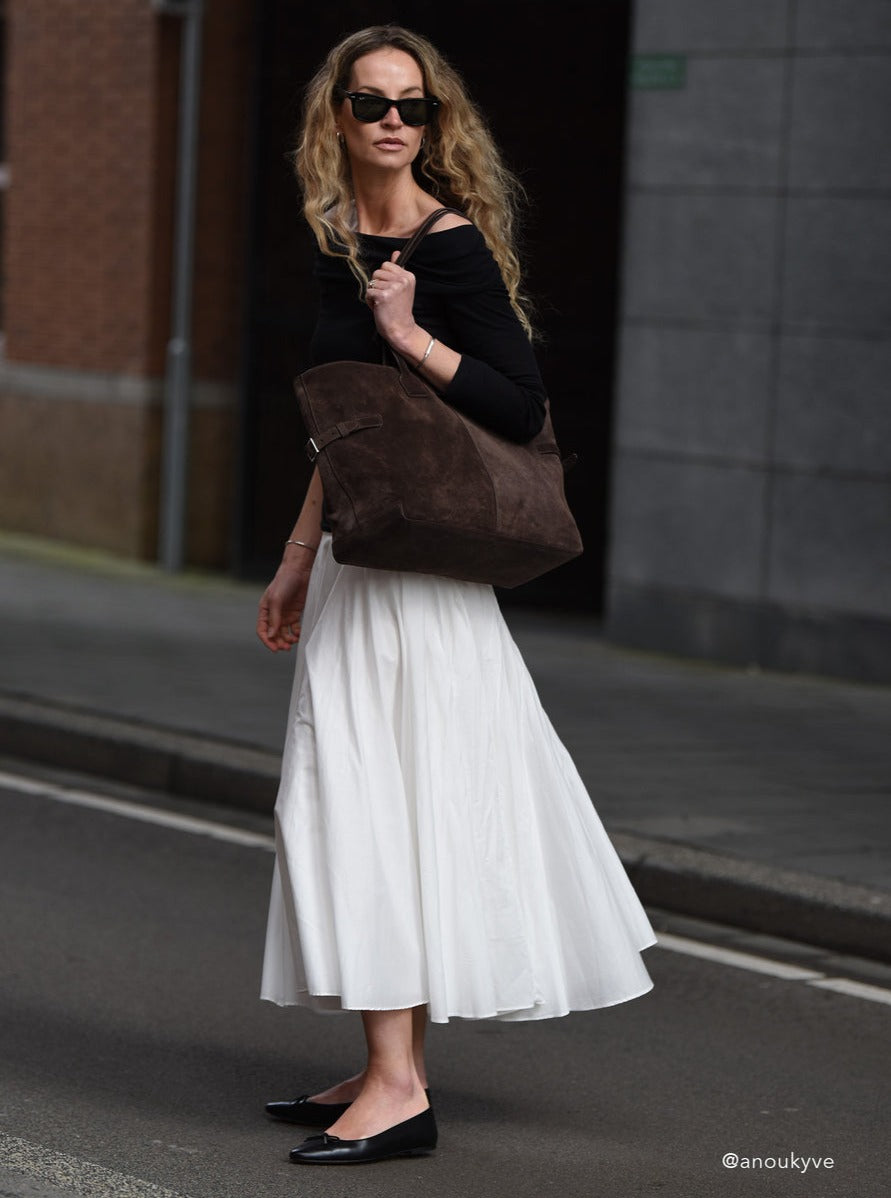 Flattered Chocolate Suede Lesley Tote Bag