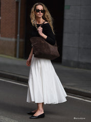 Flattered Chocolate Suede Lesley Tote Bag