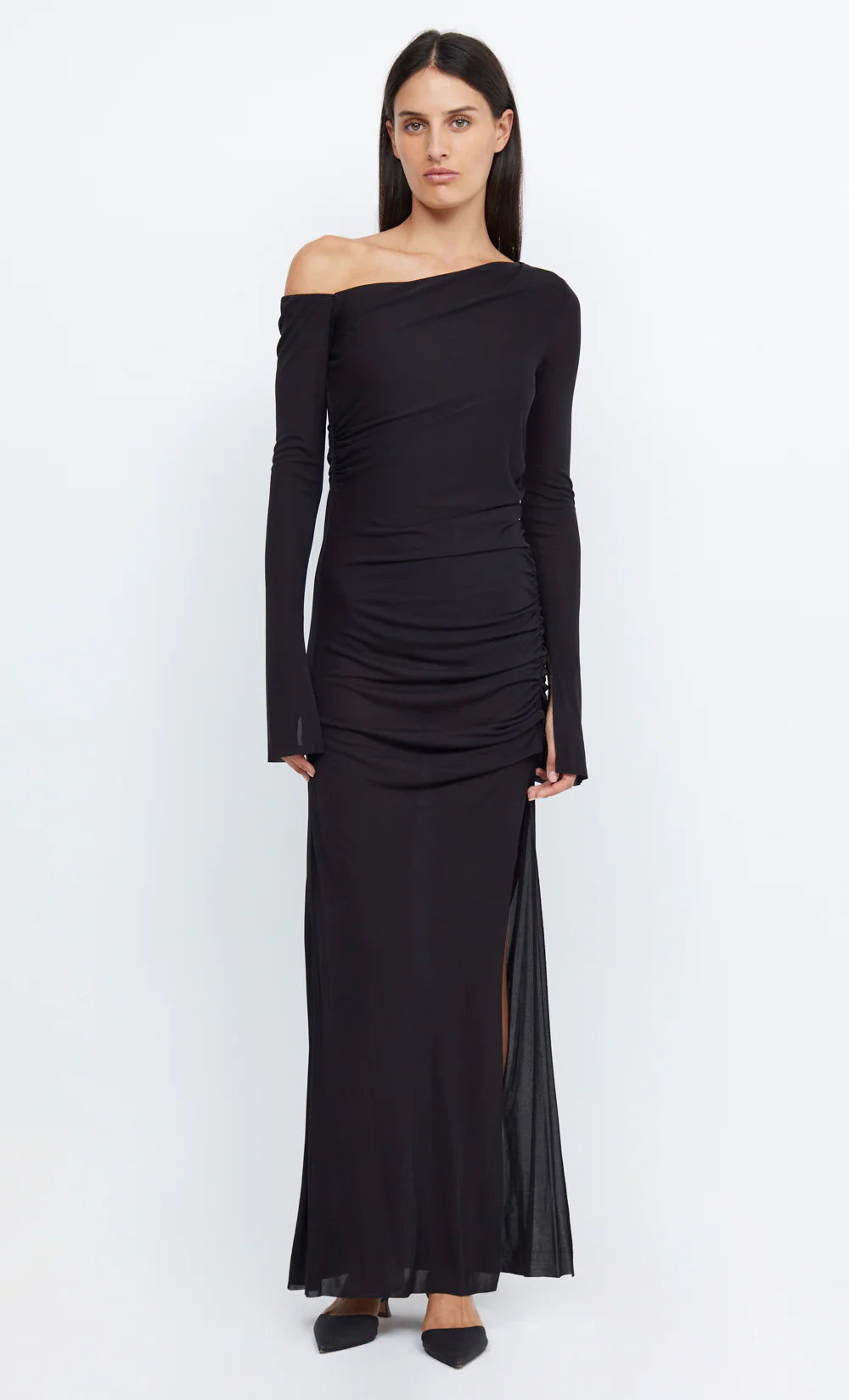 Bec + Bridge Black Monette Asym L/S Maxi Dress