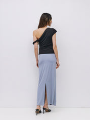 Black Twist Strap Jersey Knit Top