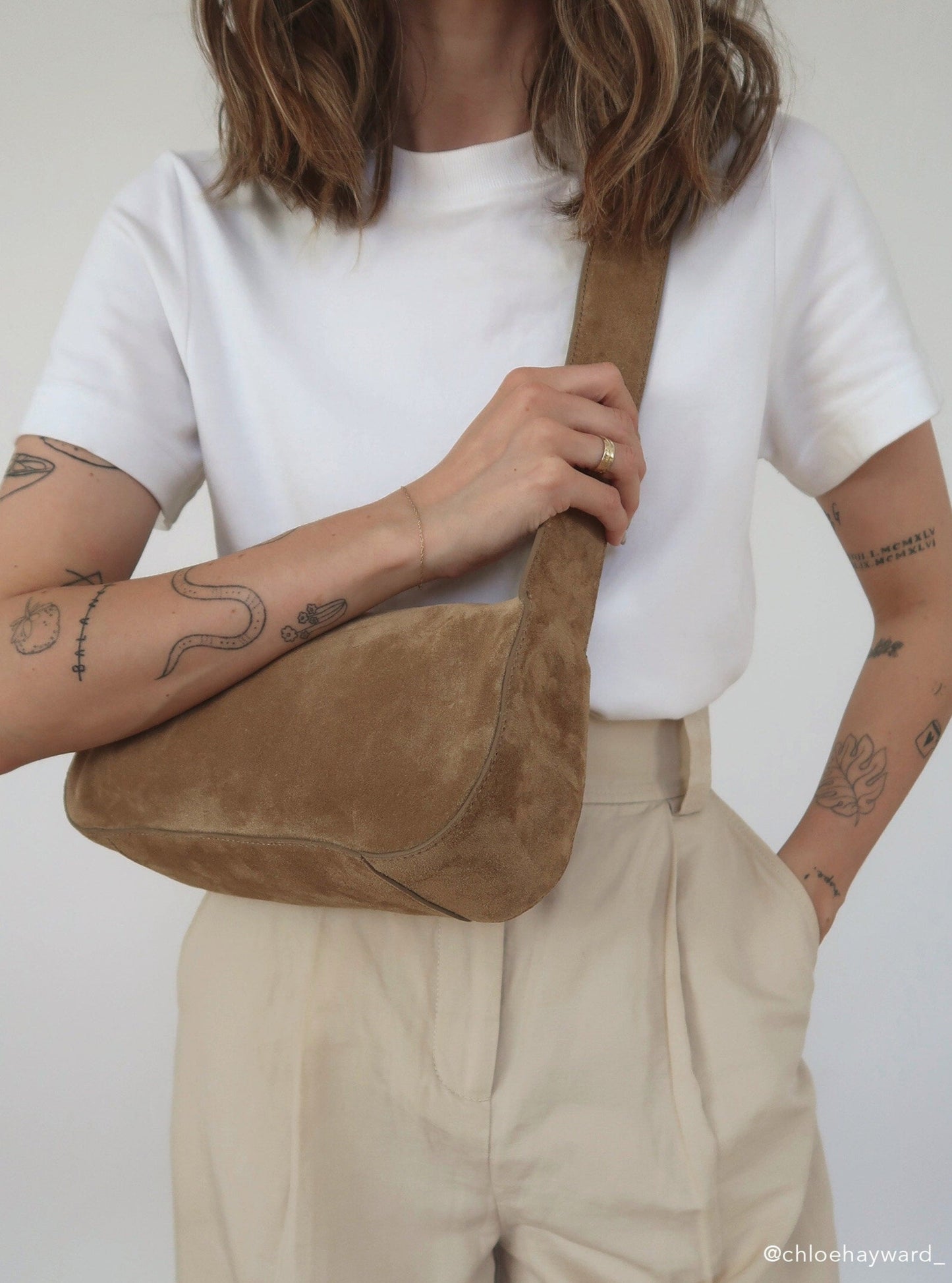 Flattered Tuna Suede Shoulder Bag