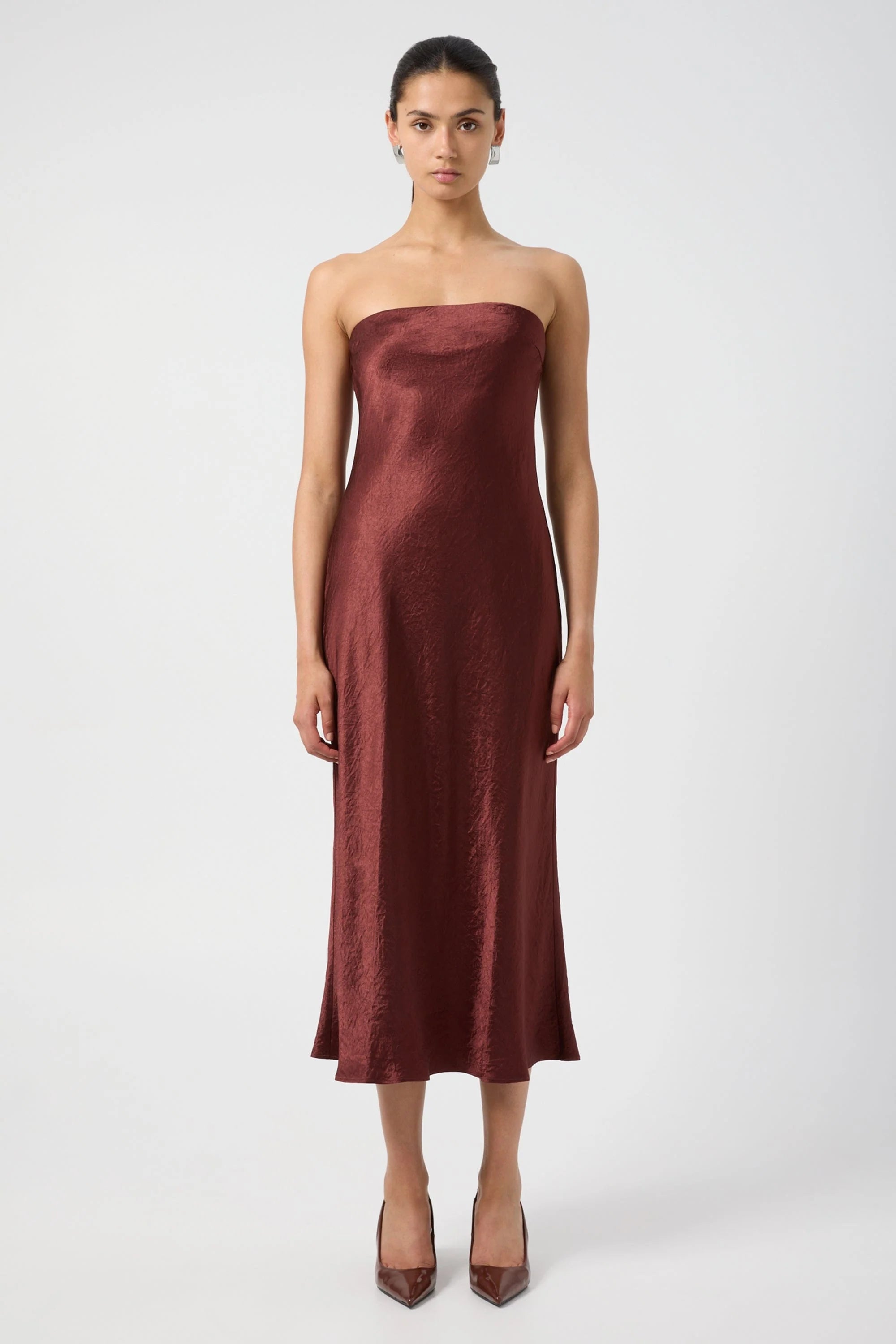 Third Form Wine Crush Bias Strapless Dress