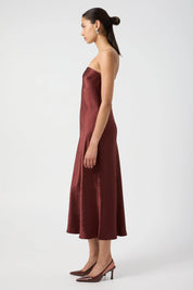 Third Form Wine Crush Bias Strapless Dress