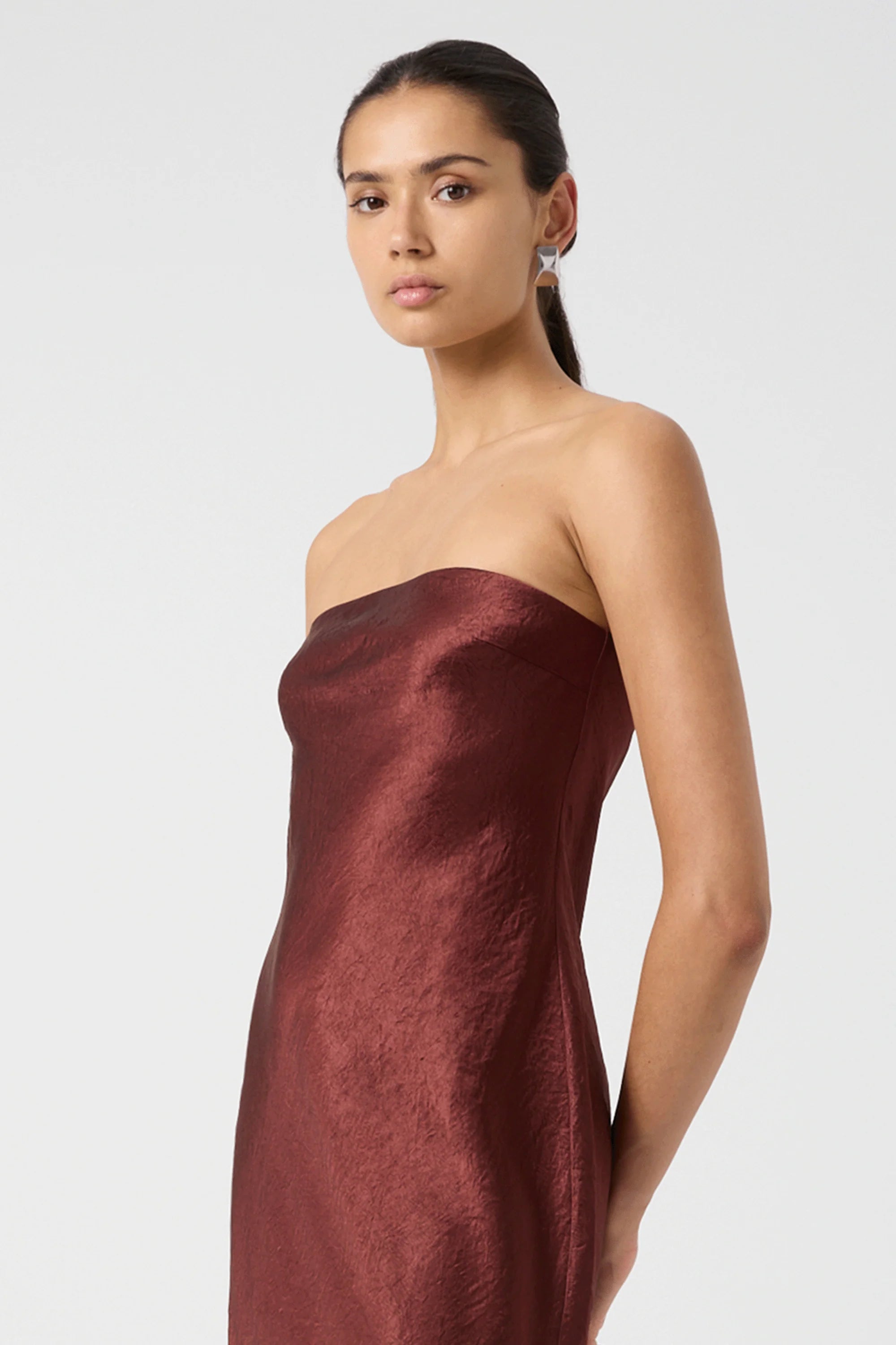 Third Form Wine Crush Bias Strapless Dress