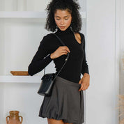 Abigail Black Recycled Vegan Leather Crossbody Bag