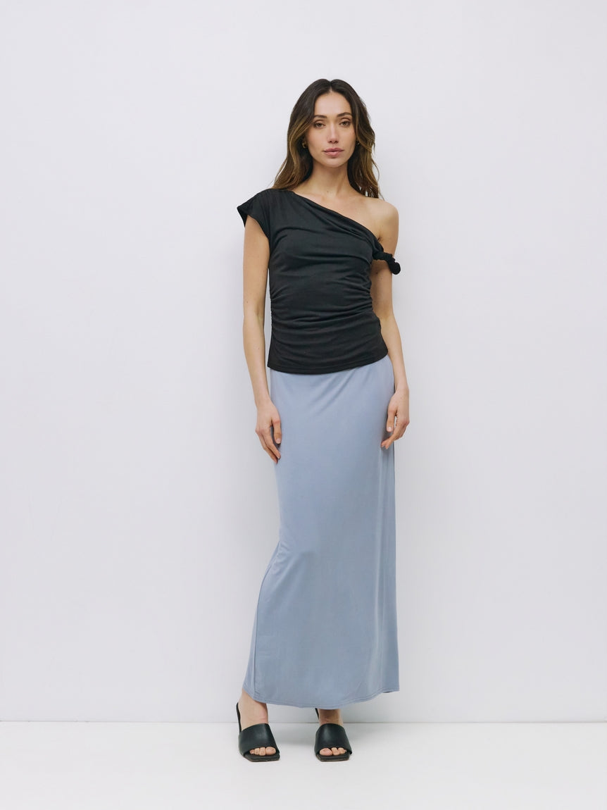 Black Twist Strap Jersey Knit Top