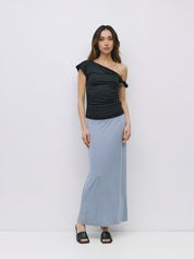 Black Twist Strap Jersey Knit Top