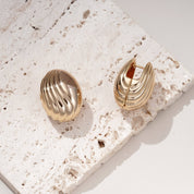 Gold Lena Textured Dome Hoops