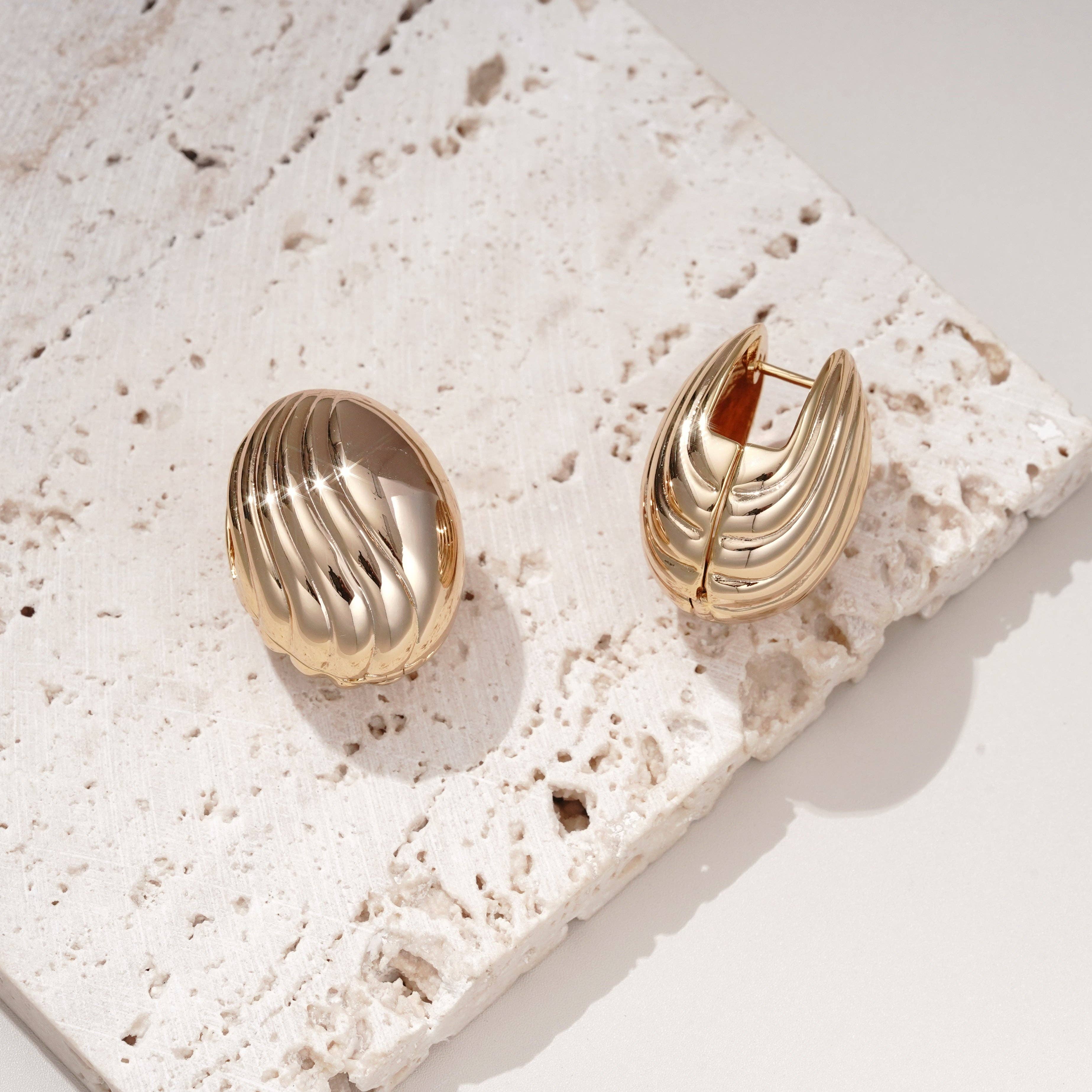 Gold Lena Textured Dome Hoops