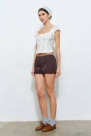 White Ingrid Ruffle Cotton Top & Head Scarf