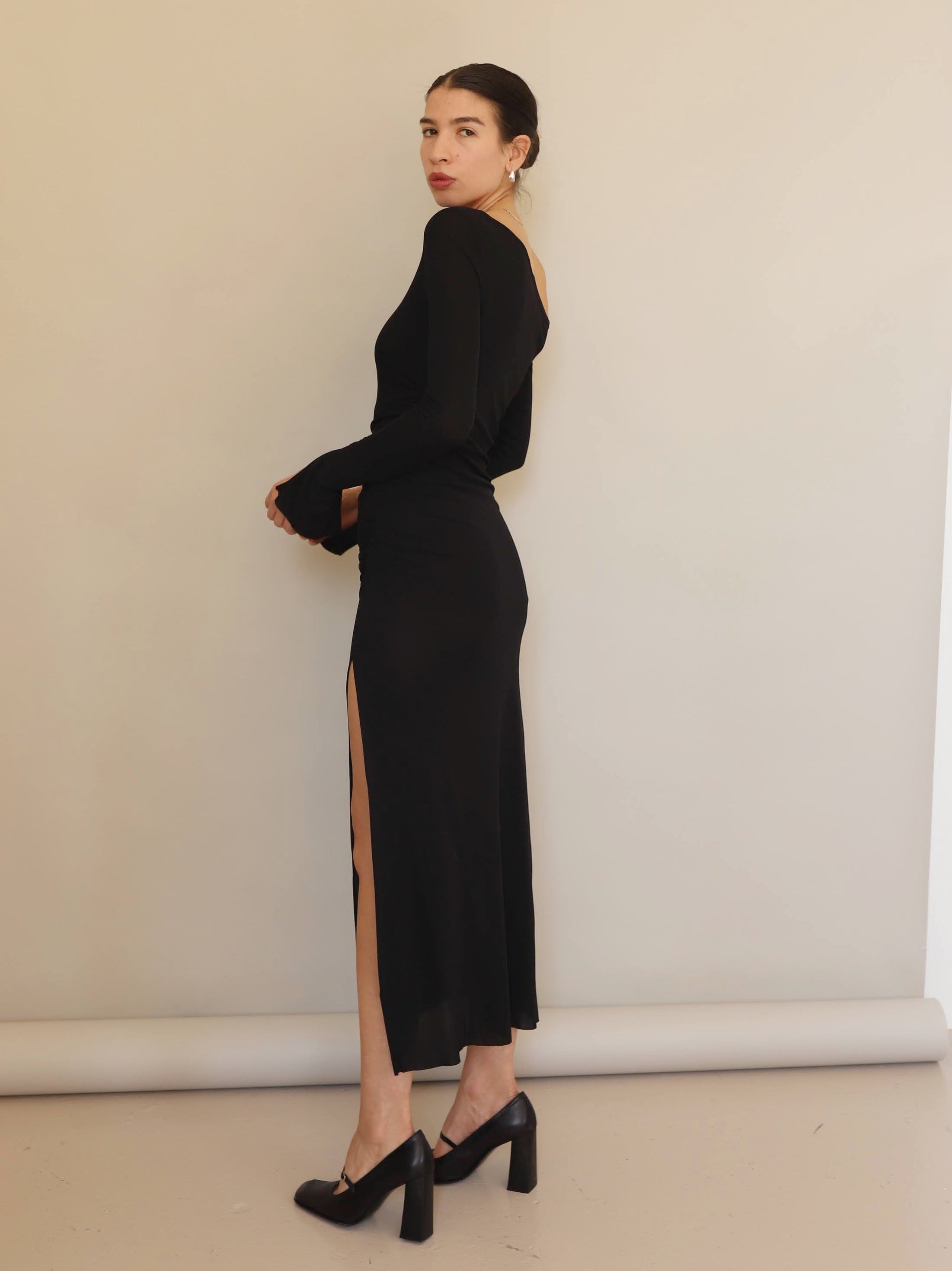 Bec + Bridge Black Monette Asym L/S Maxi Dress