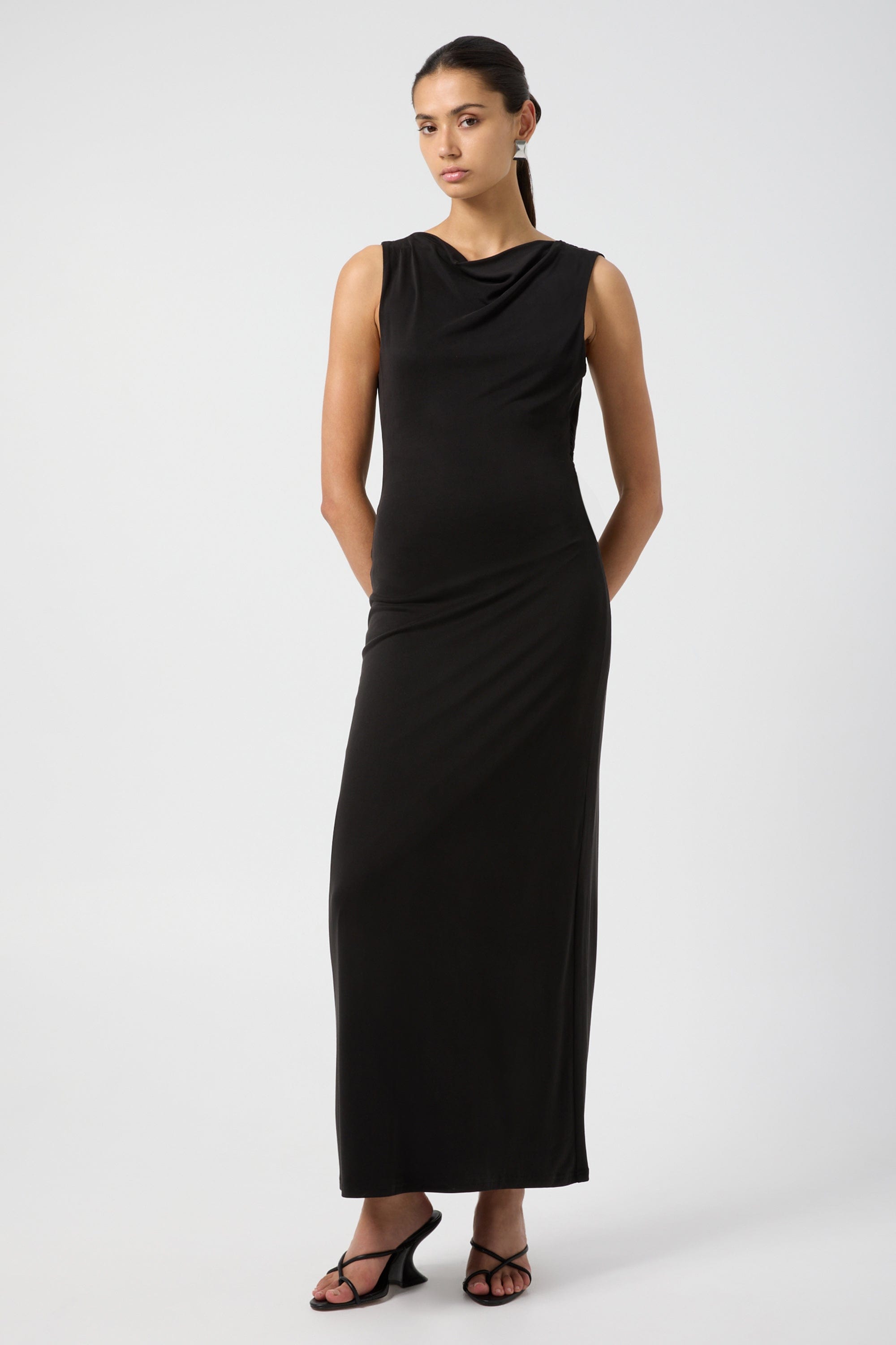 Third Form Black Interweave Backless Maxi Dress