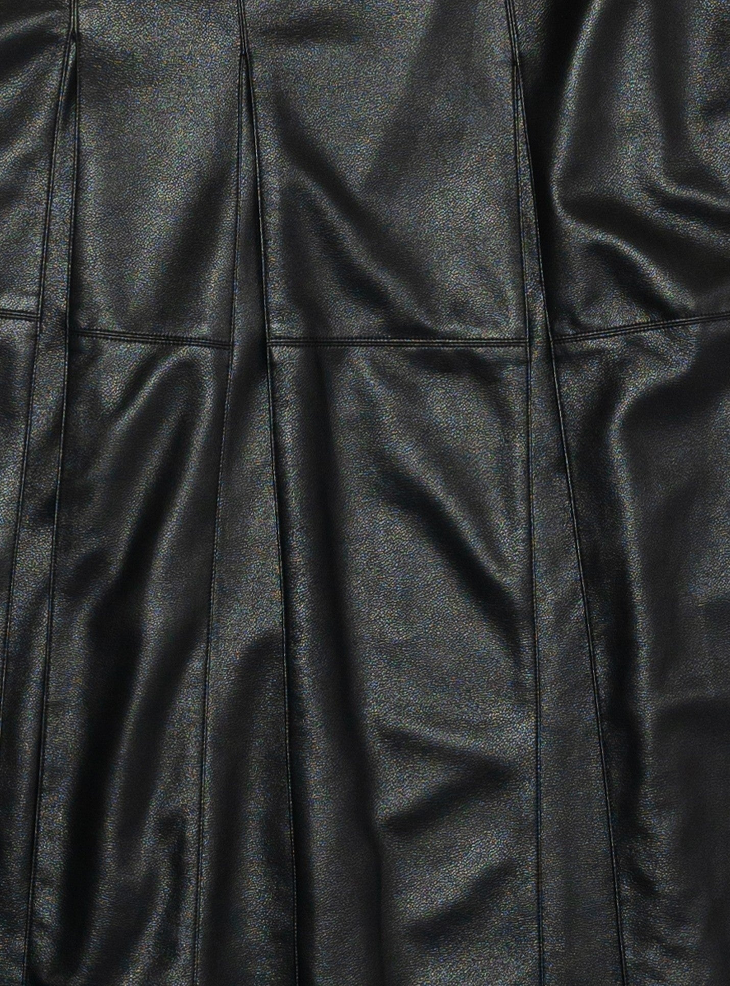 Vegan Leather Midi Box Pleat Skirt