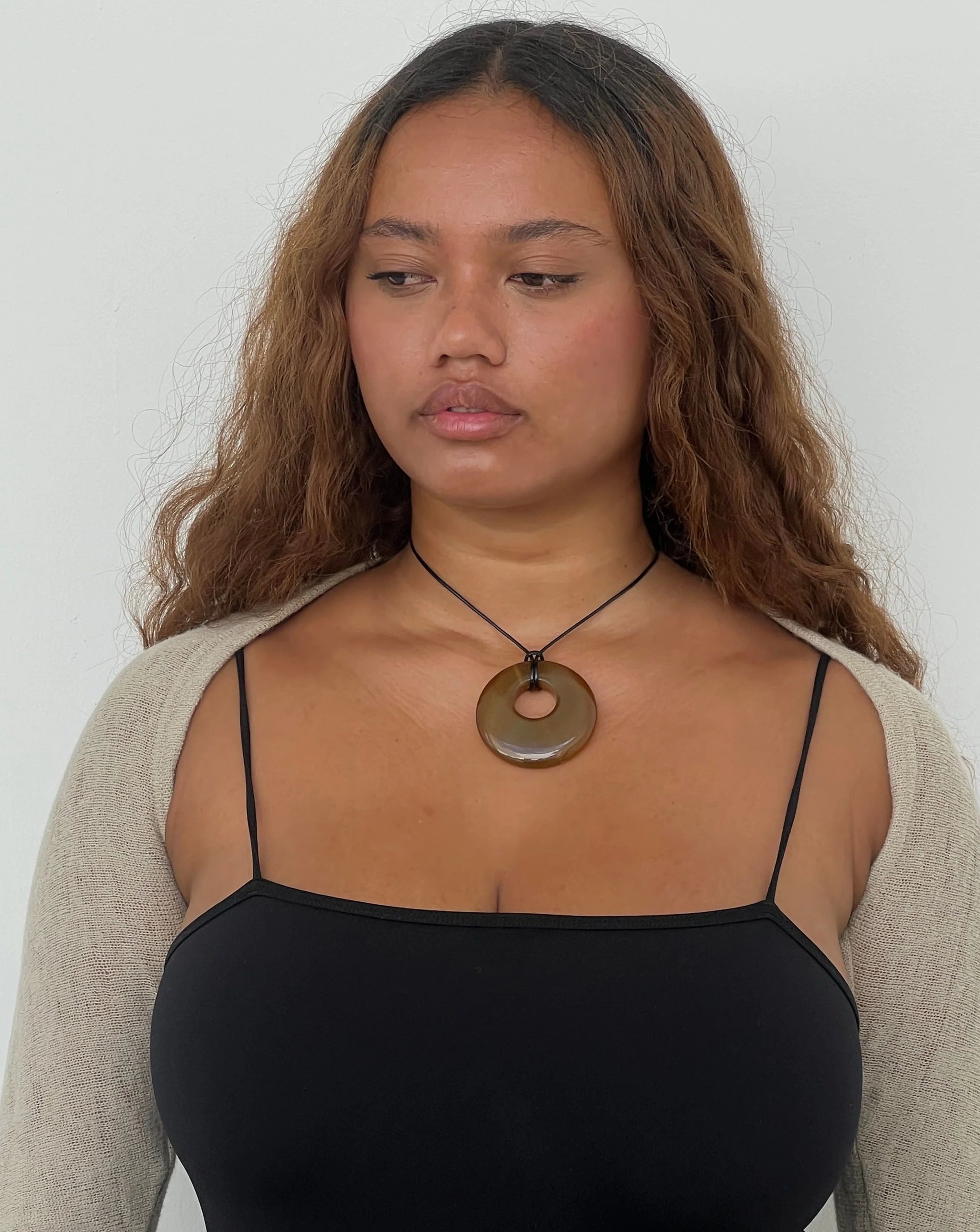 Nuri Studios Amber Agate 13 Hoop Necklace