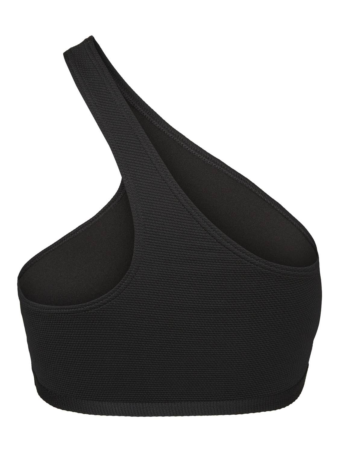Black One Shoulder Swim Top