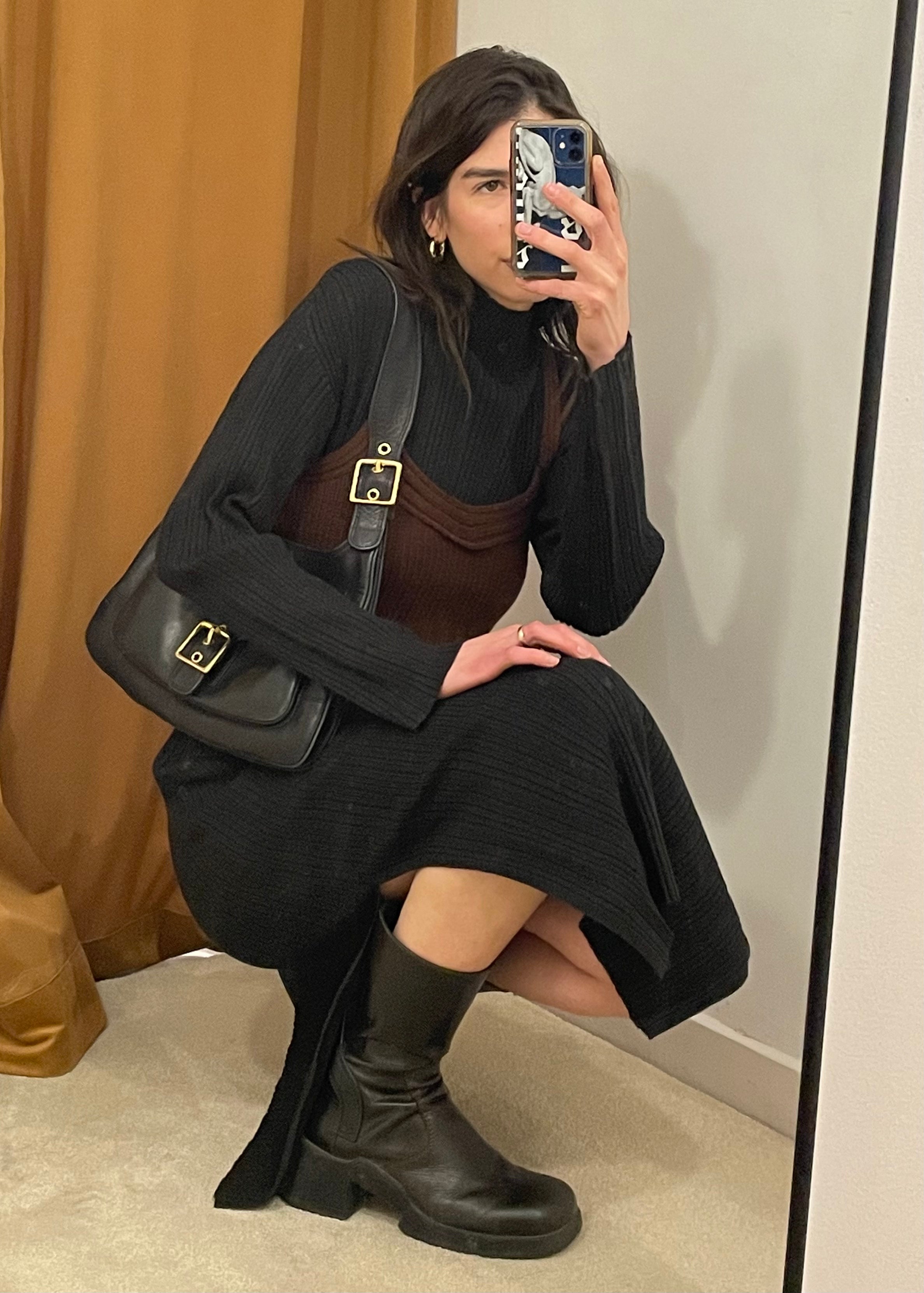 Brown Sweater Cross Back Tank