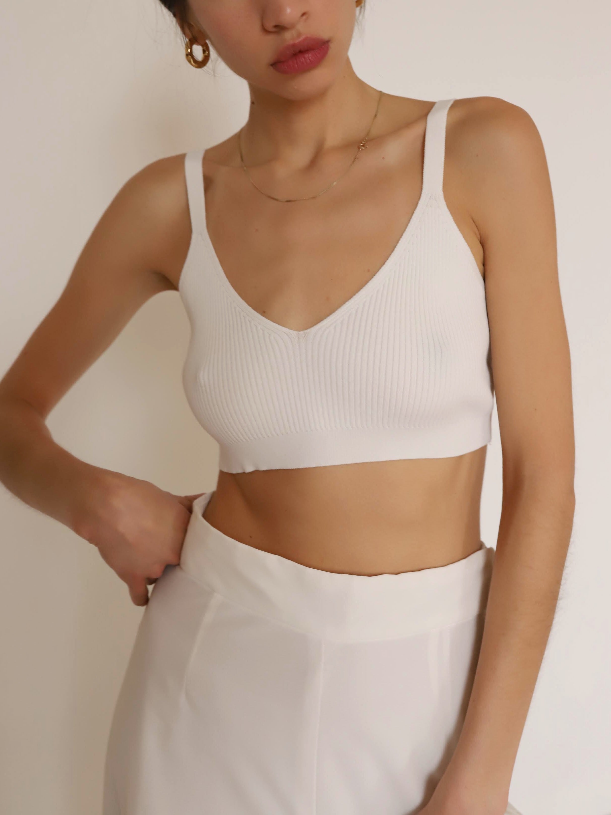 White Ribbed Sweater Bralette Top – Dear Society