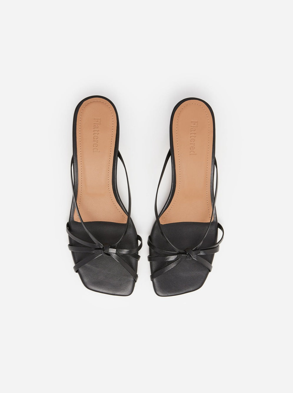 Flattered Eunisa Leather Black Strappy Kitten Heel