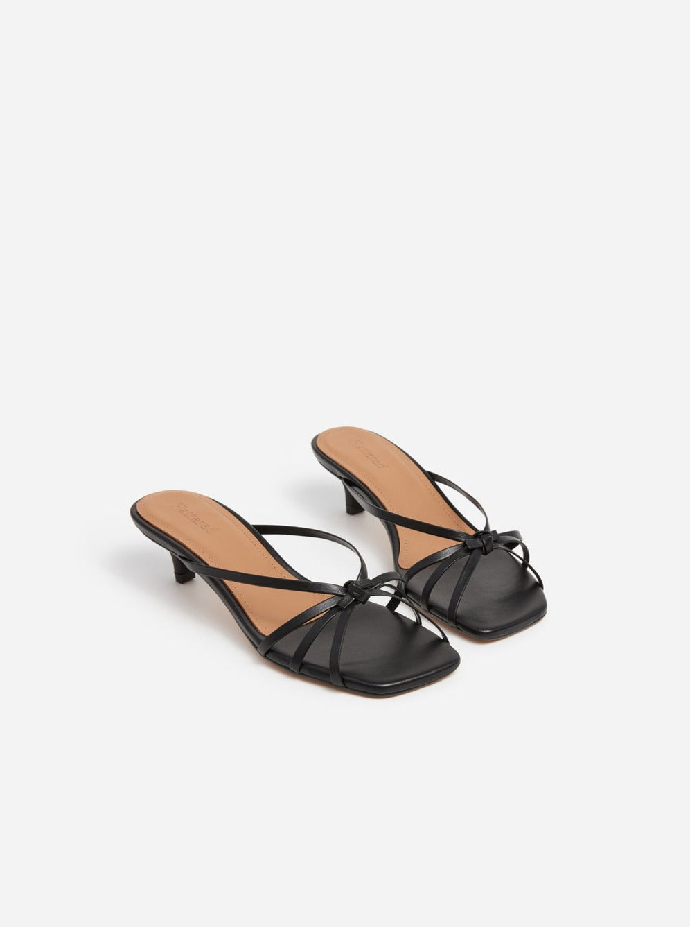 Flattered Eunisa Leather Black Strappy Kitten Heel