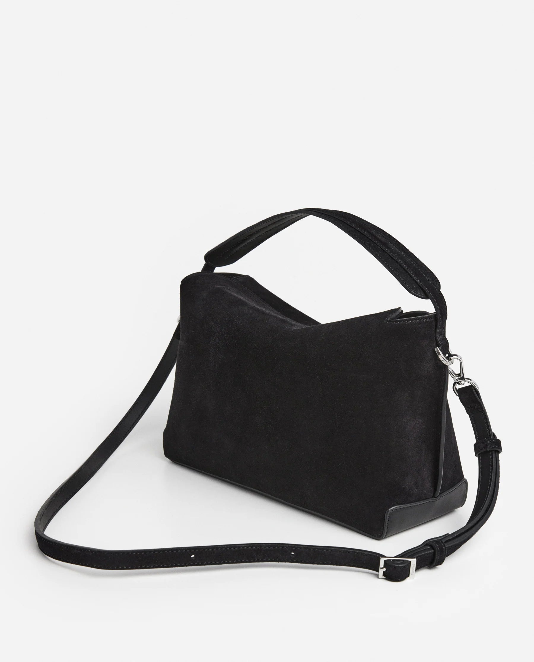 Flattered Helia Black Suede Handbag