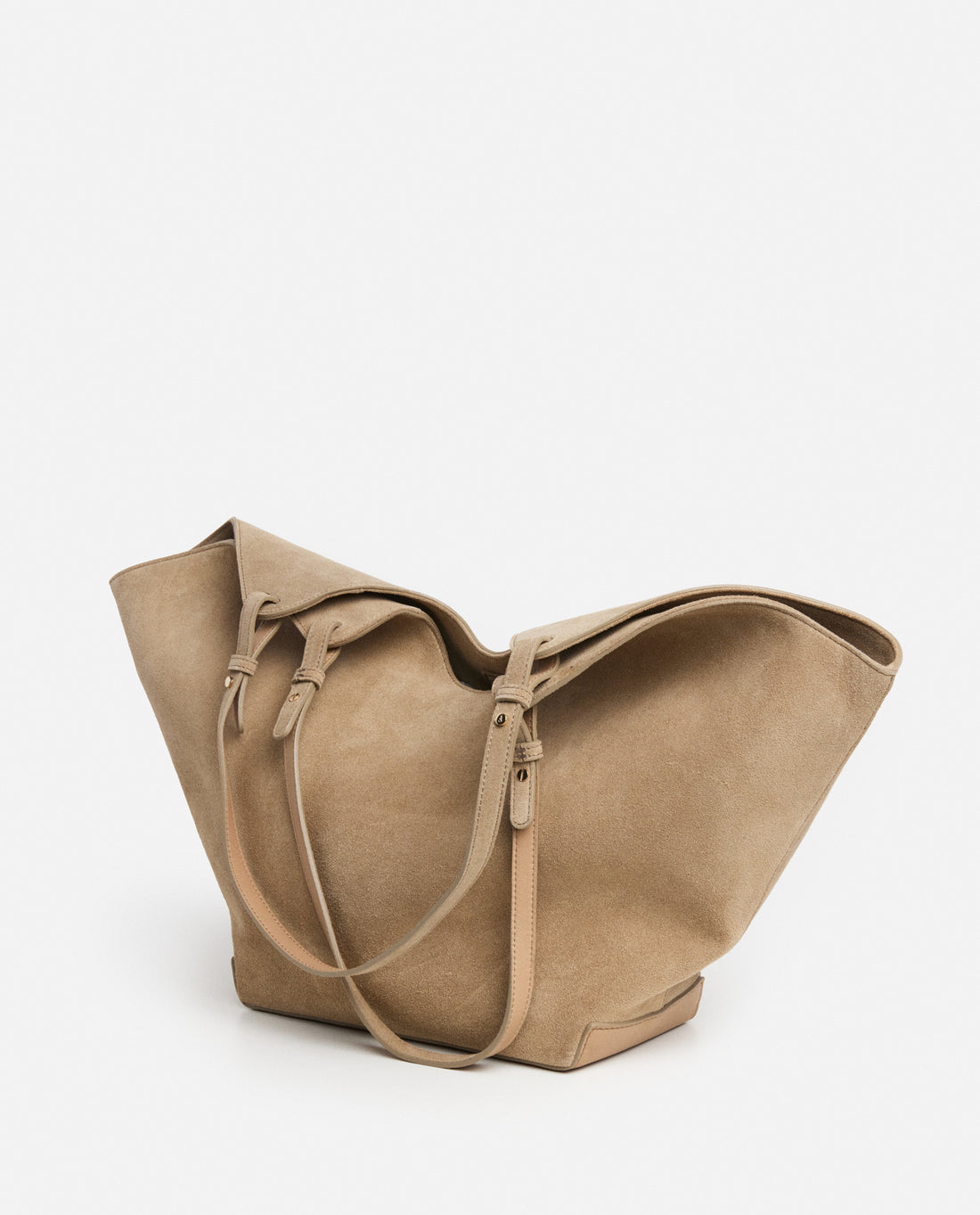 Flattered Dahlia Sand Suede Tote Bag