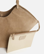 Flattered Dahlia Sand Suede Tote Bag