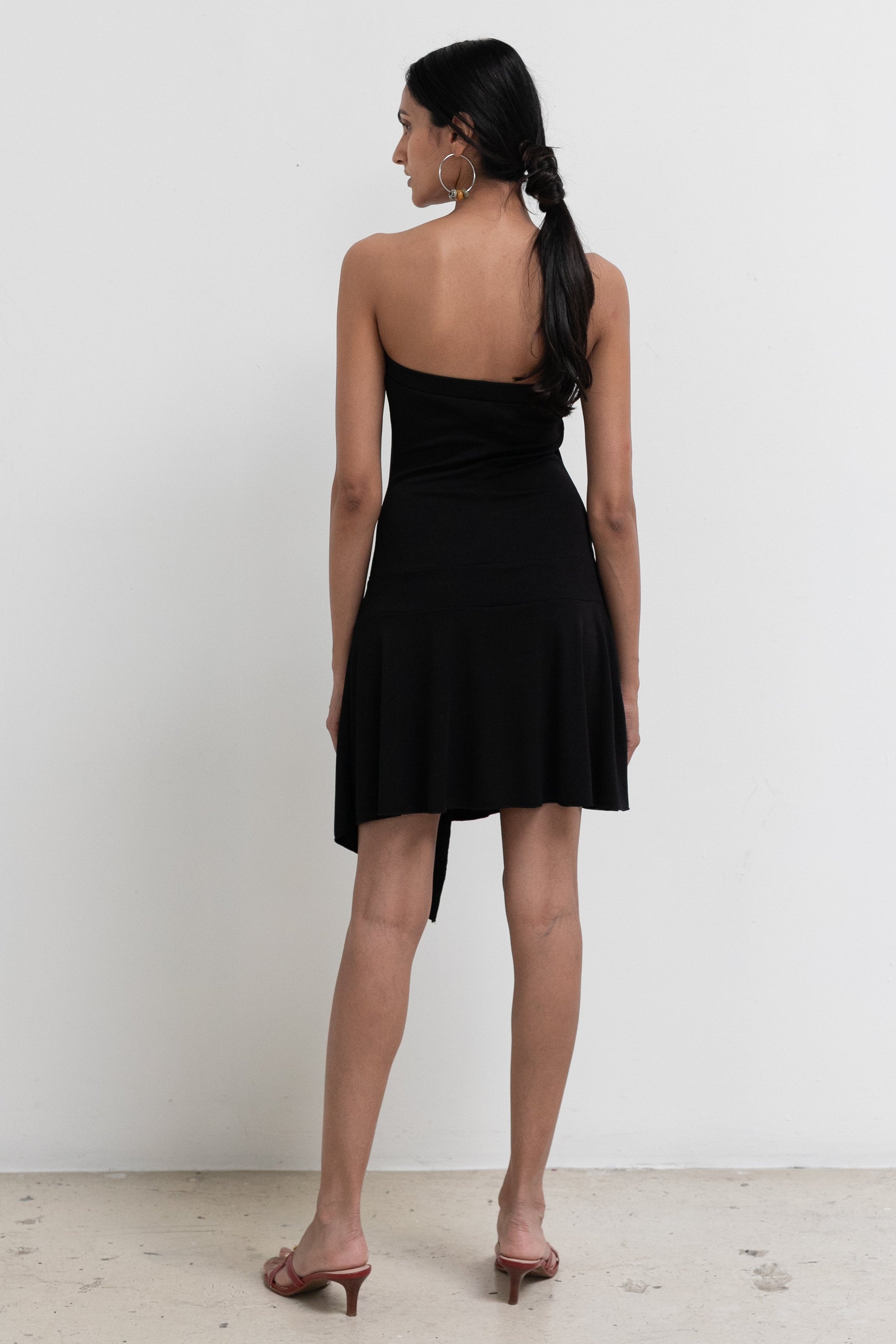 Vintage 00s Black Strapless Belted Dress