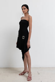 Vintage 00s Black Strapless Belted Dress