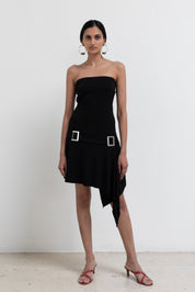 Vintage 00s Black Strapless Belted Dress