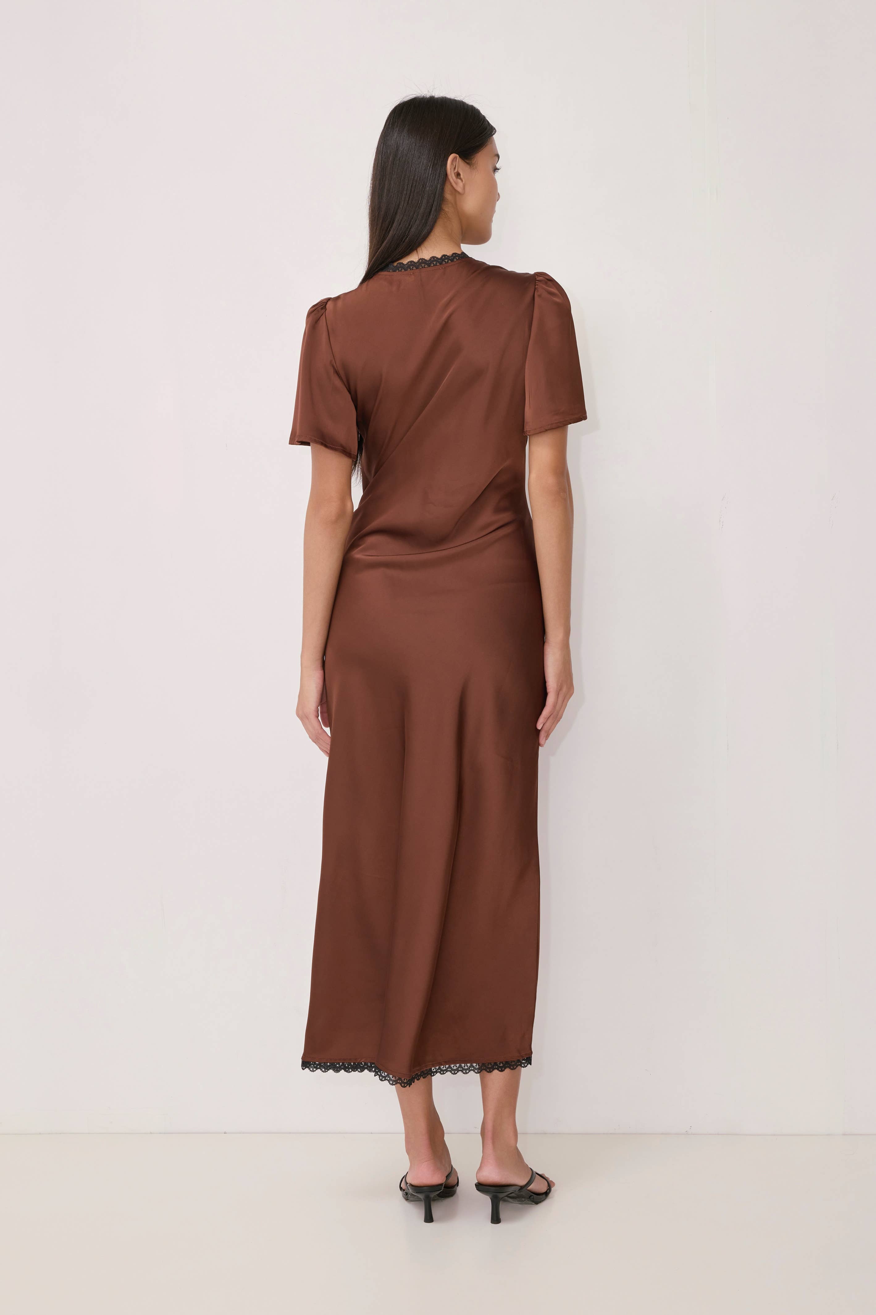 Brown V-Neck Estelle Dress
